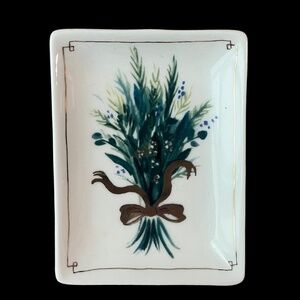 Angela Shekleton 4x3” Holiday Stoneware Dish | Hand-Painted Floral Accent Tray